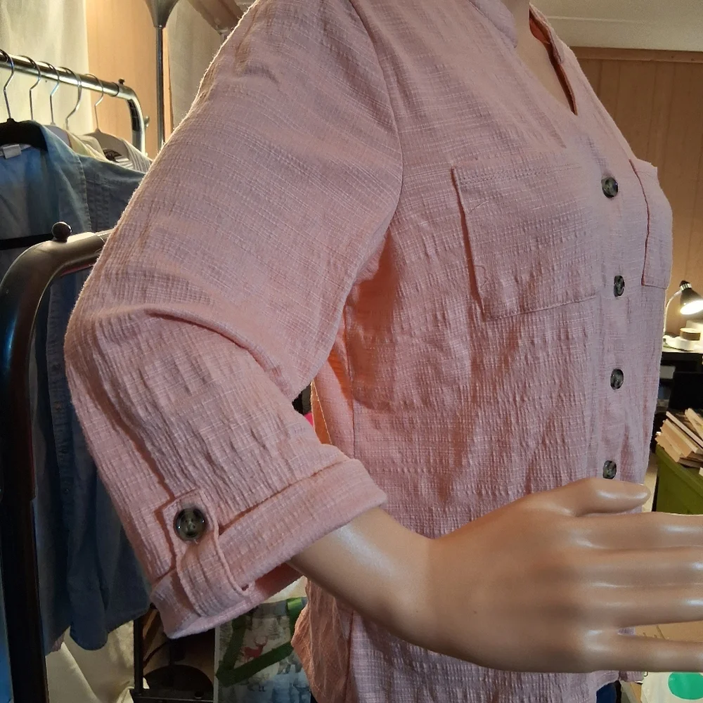 BOGO-Carolyn Taylor Peach Button Down Shirt - Picture 2 of 5
